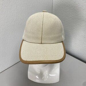 Vince Unisex Leather-Trim Baseball Cap – Beige